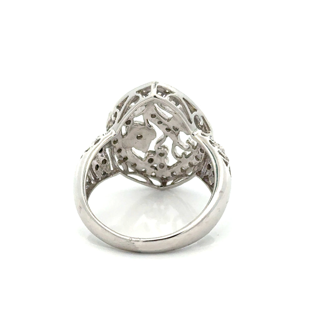 Vintage Filigree Diamond 14k White Gold Ring
