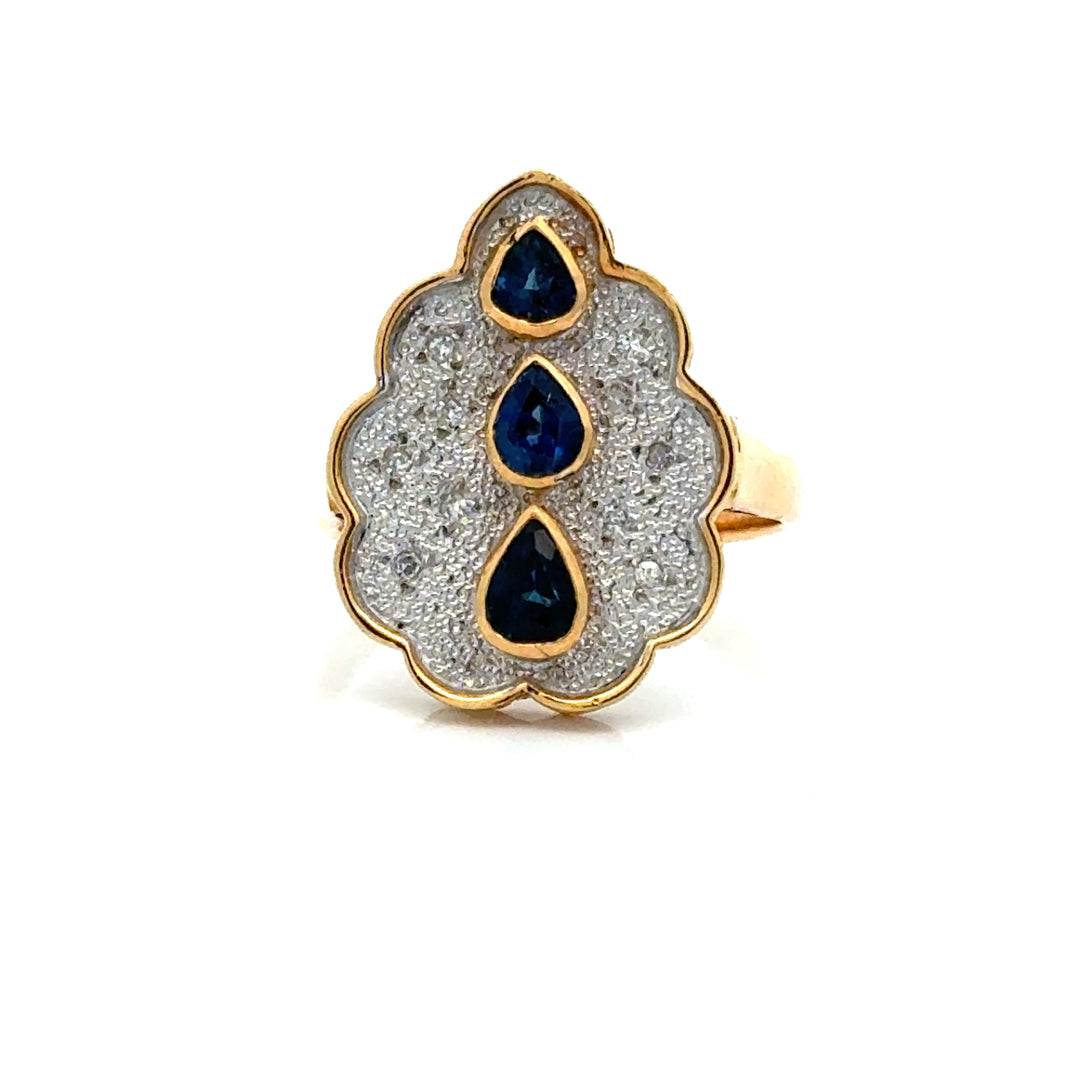 Vintage Sapphire & Diamond 14K Yellow & White Gold Ring