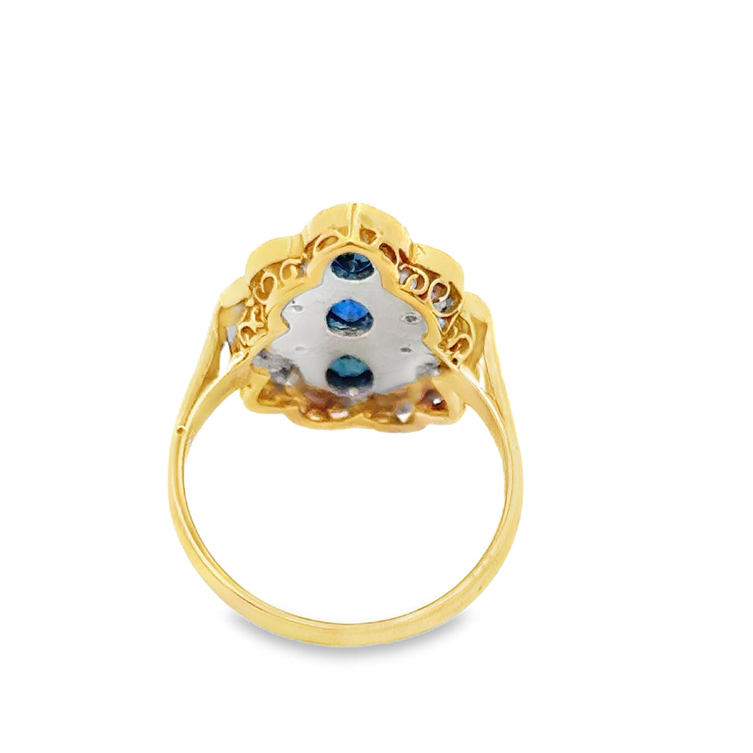 Vintage Sapphire & Diamond 14K Yellow & White Gold Ring