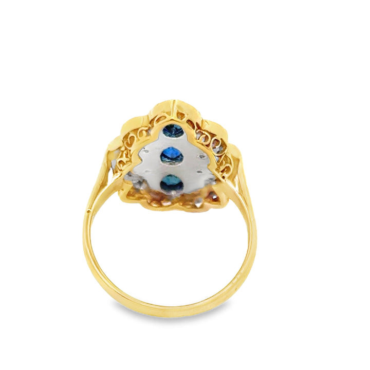 Vintage Sapphire & Diamond 14K Yellow & White Gold Ring