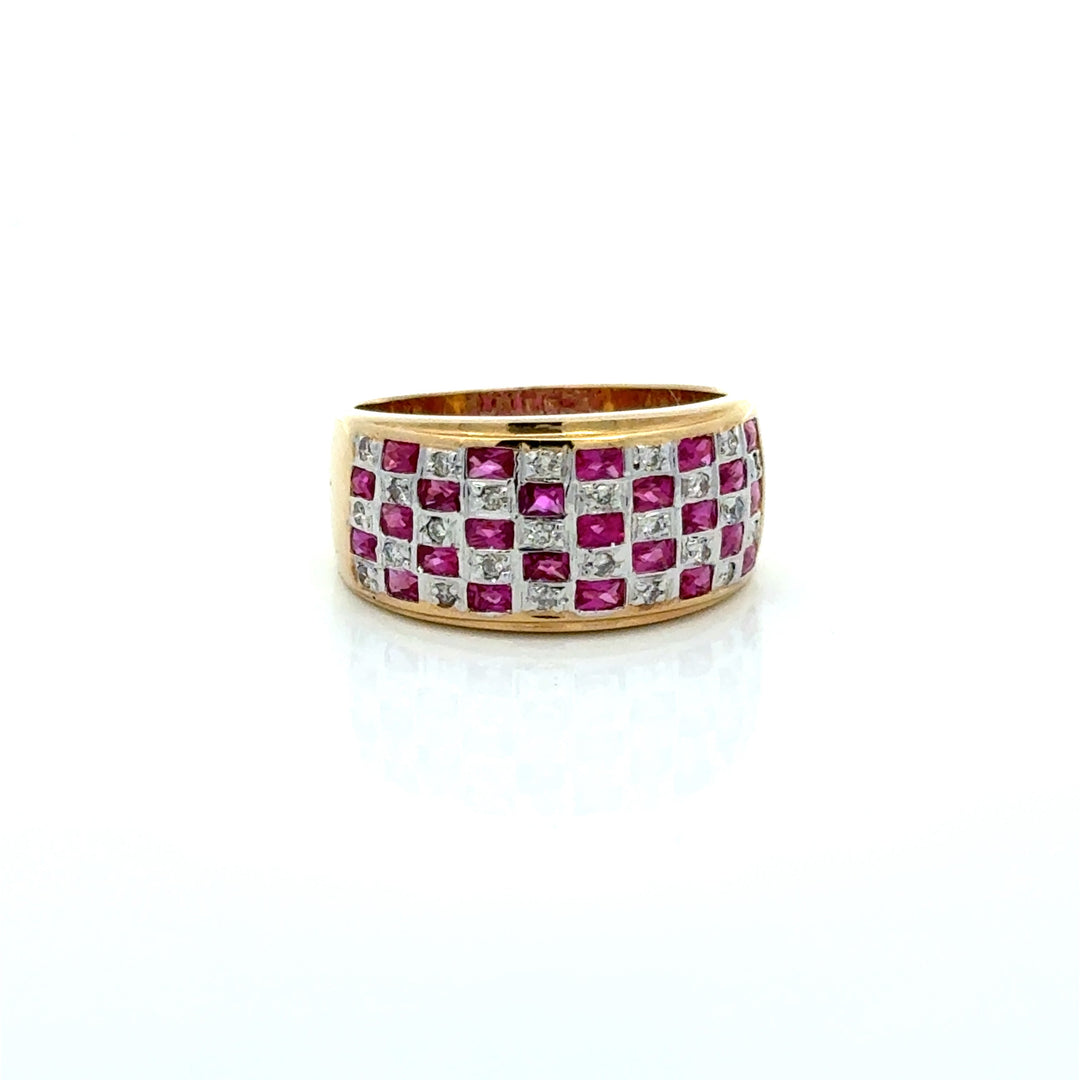 Vintage Ruby & Diamond 14K Yellow/White Gold Ring