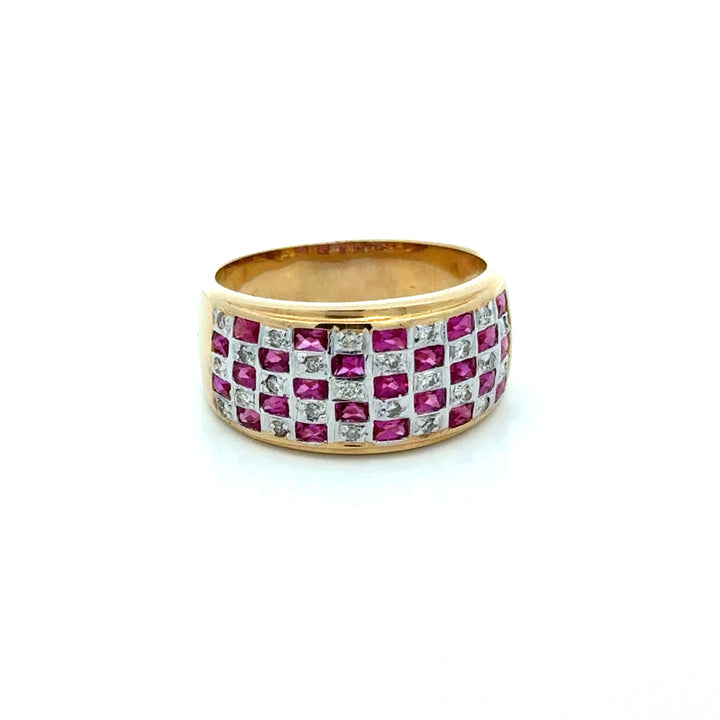 Vintage Ruby & Diamond 14K Yellow/White Gold Ring