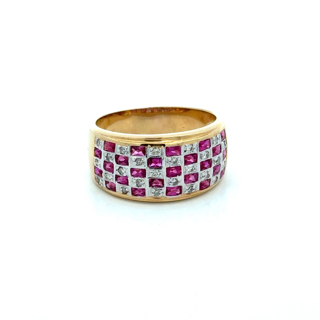 Vintage Ruby & Diamond 14K Yellow/White Gold Ring