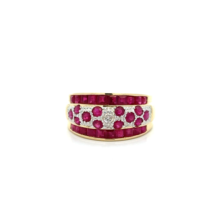 Vintage Ruby & Diamond 14K Yellow/White Gold Ring