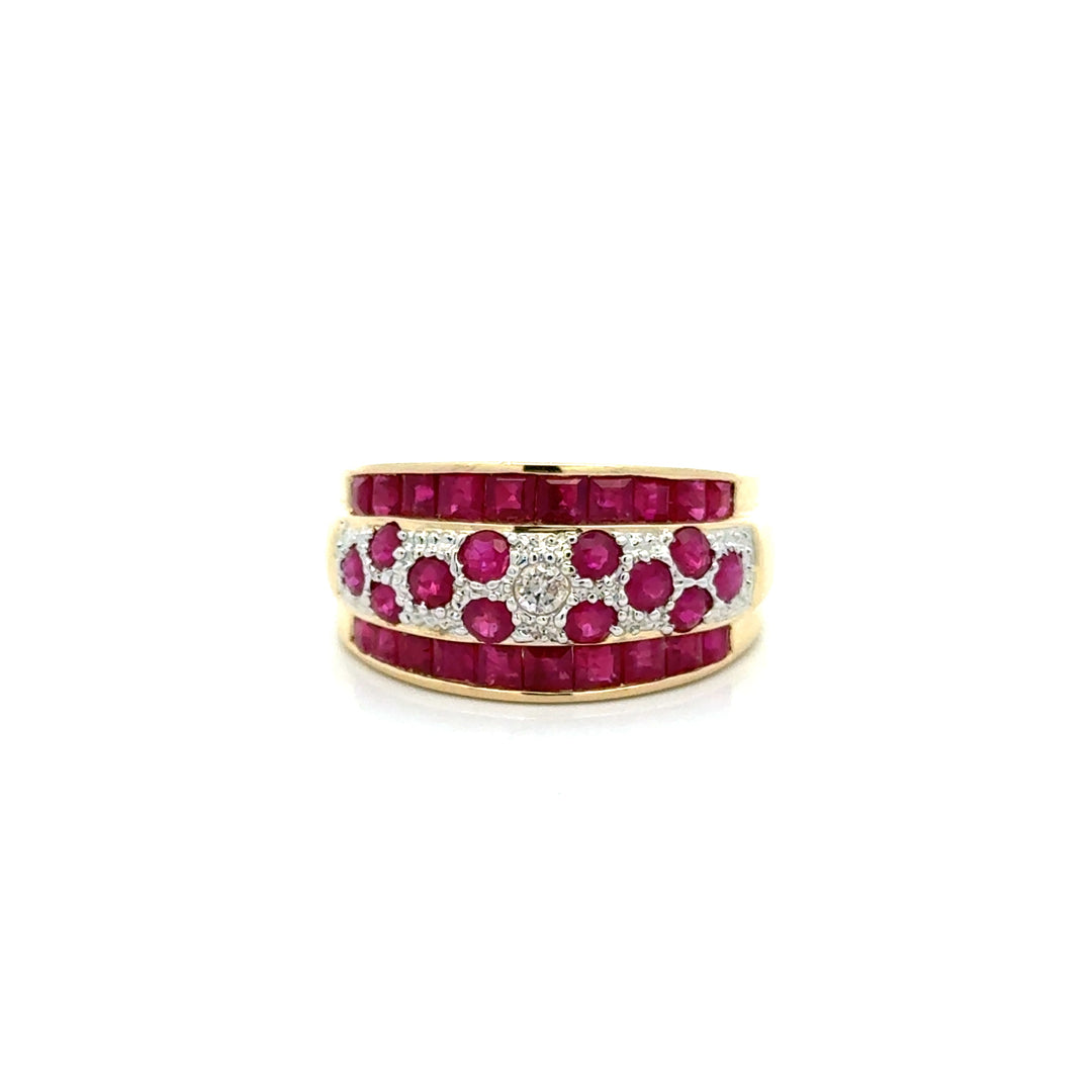 Vintage Ruby & Diamond 14K Yellow/White Gold Ring