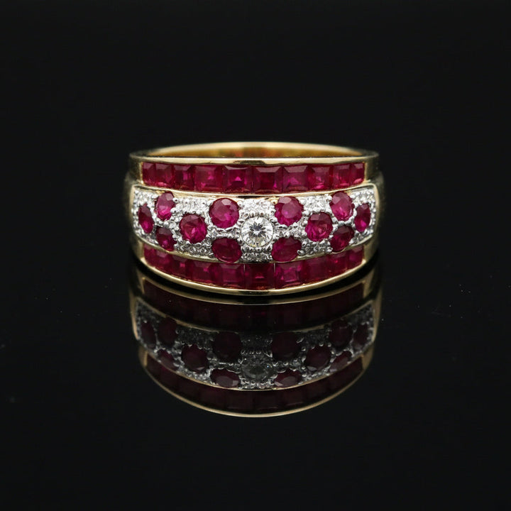 Vintage Ruby & Diamond 14K Yellow/White Gold Ring