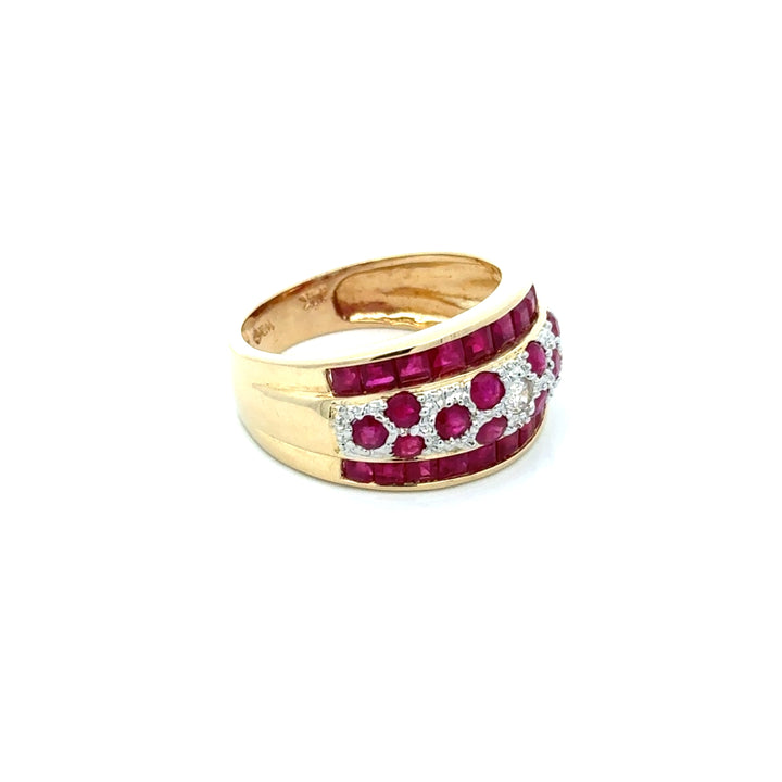 Vintage Ruby & Diamond 14K Yellow/White Gold Ring