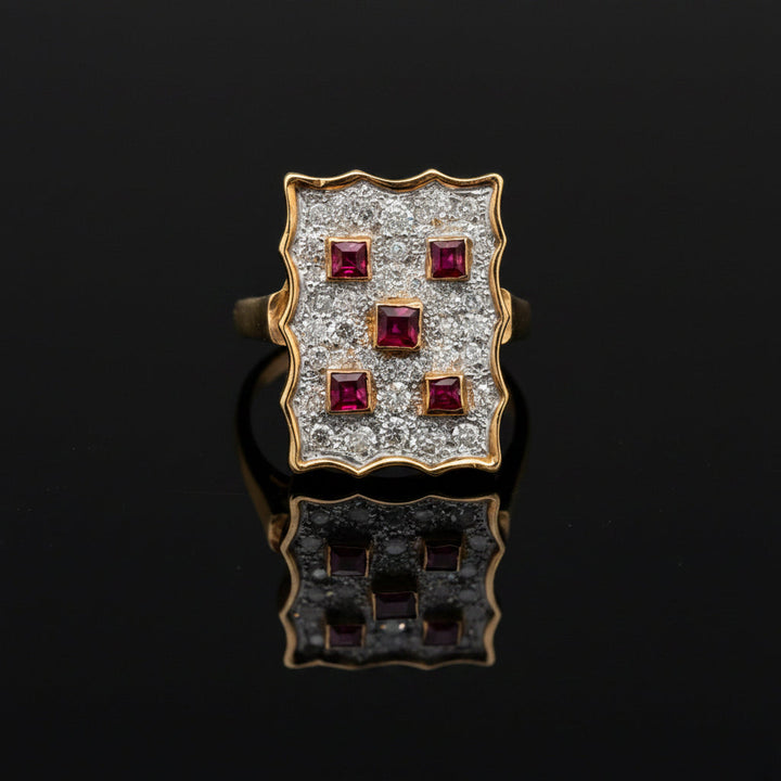 Vintage Ruby & Diamond 14K Yellow/White Gold Ring