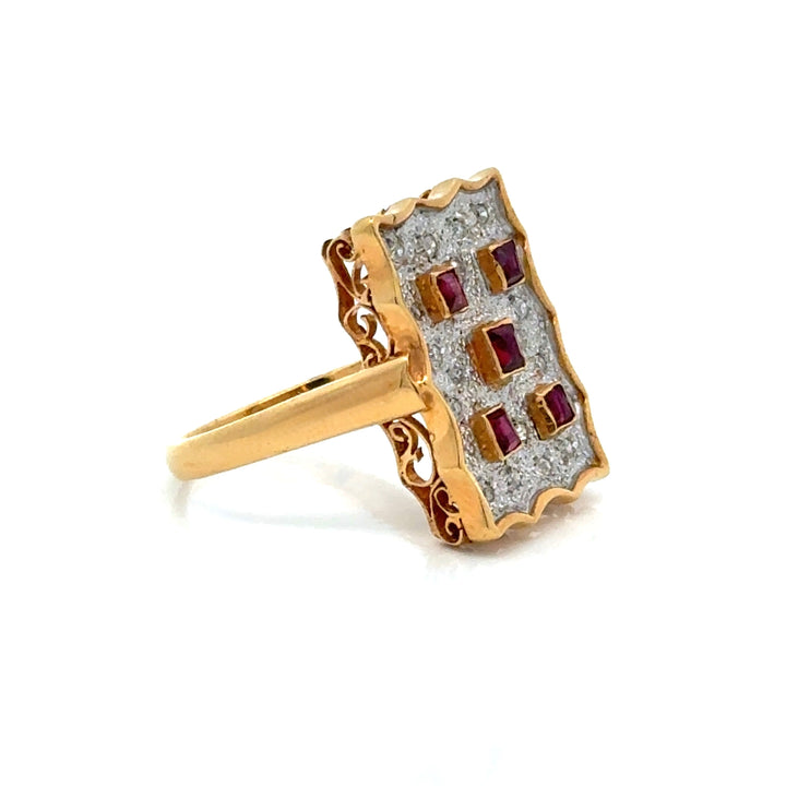 Vintage Ruby & Diamond 14K Yellow/White Gold Ring