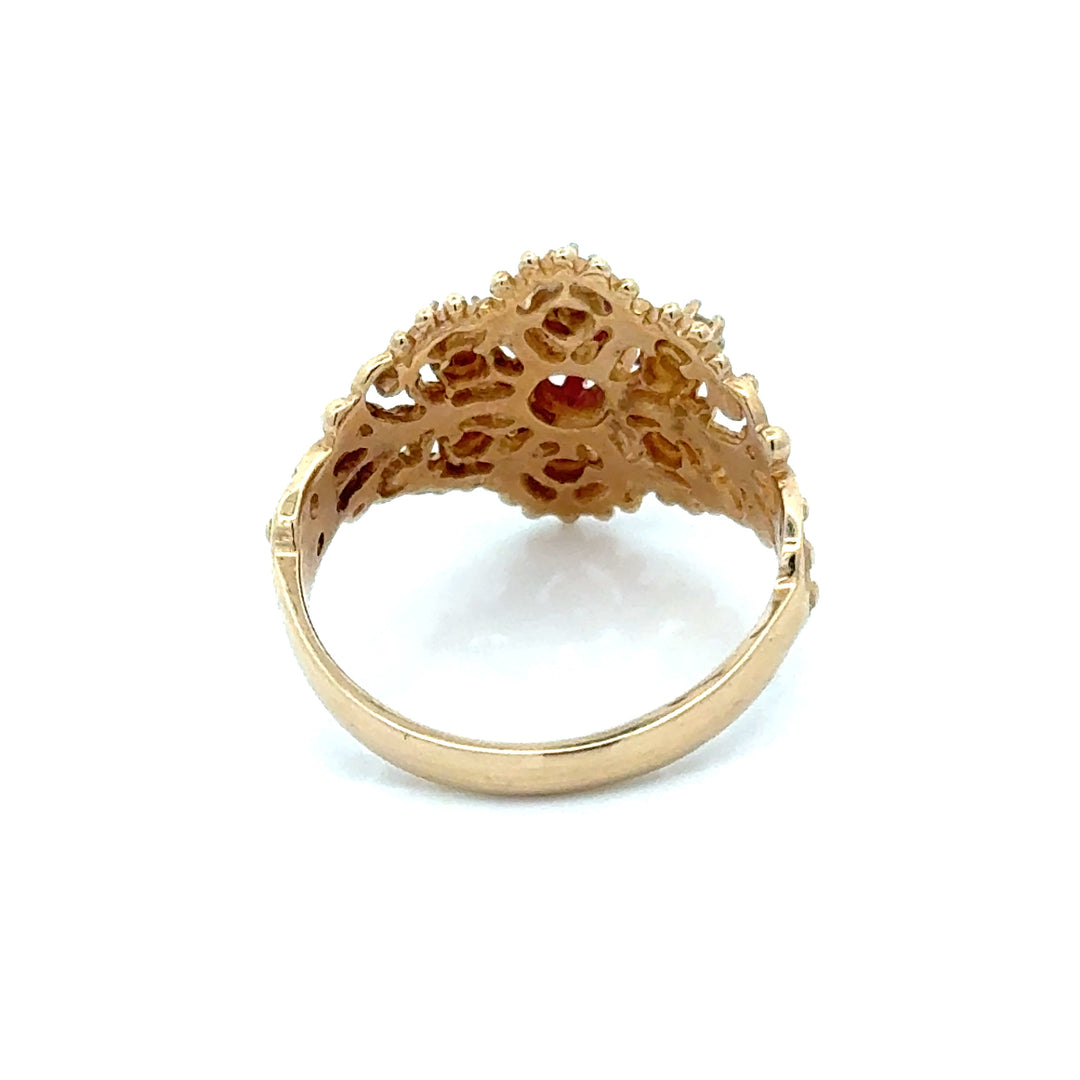 Vintage Ruby & Diamond 14K Yellow/White Gold Ring