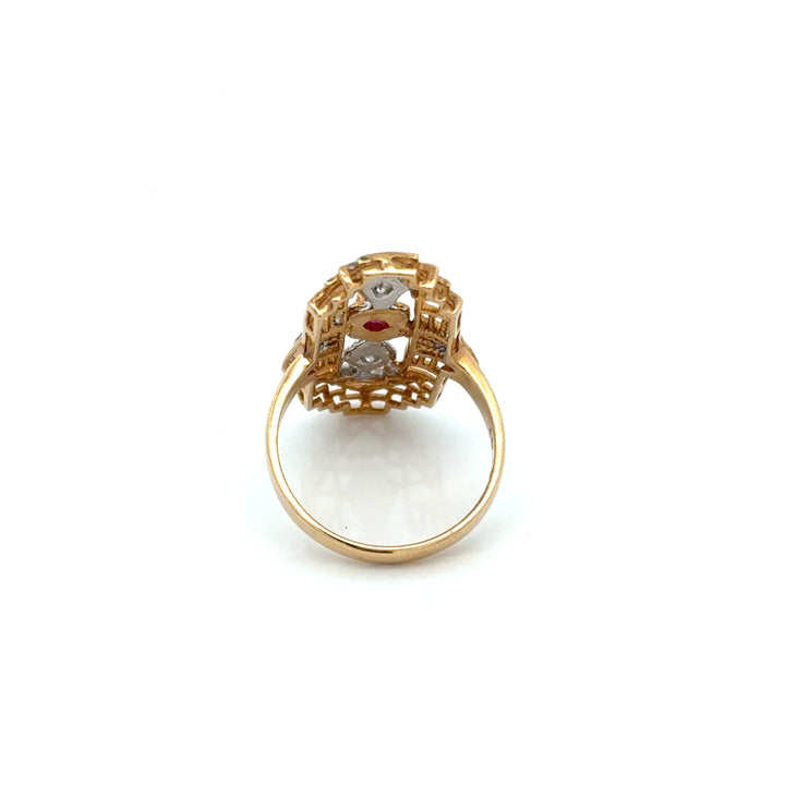 Vintage Ruby & Diamond 14K Yellow/White Gold Ring