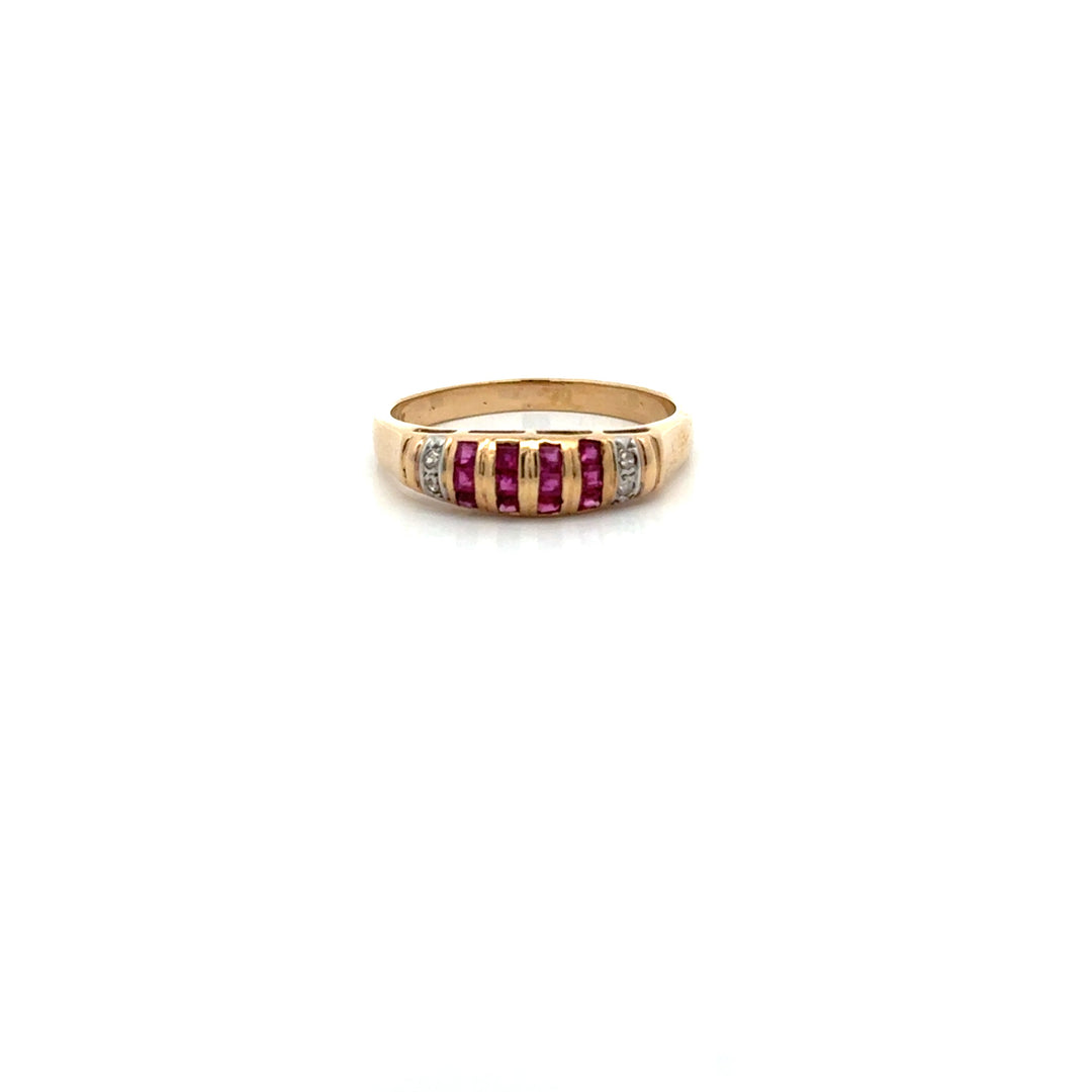 Vintage Ruby & Diamond 14K Yellow/White Gold Ring