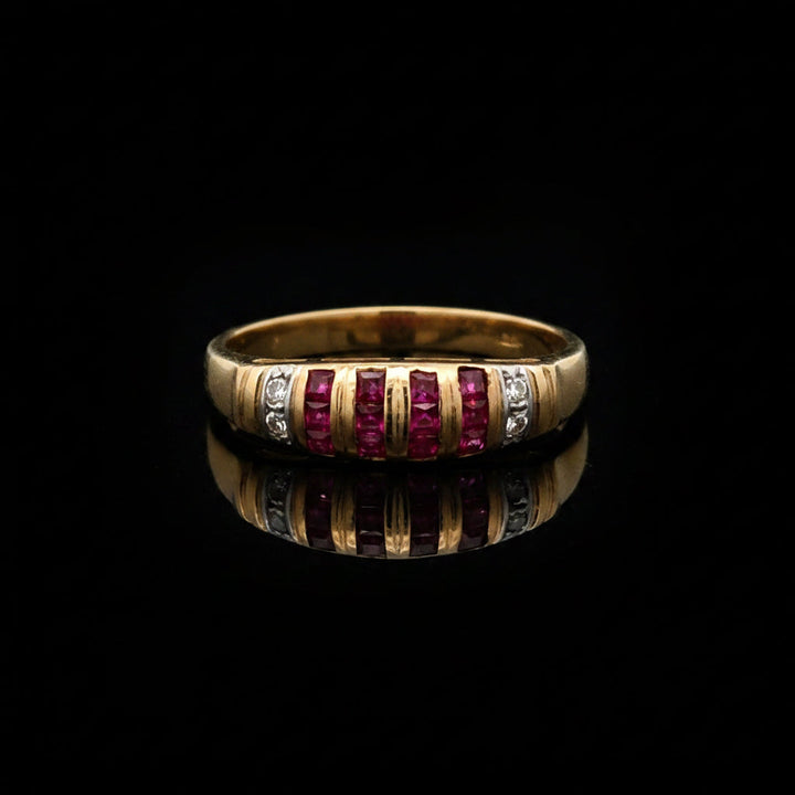 Vintage Ruby & Diamond 14K Yellow/White Gold Ring