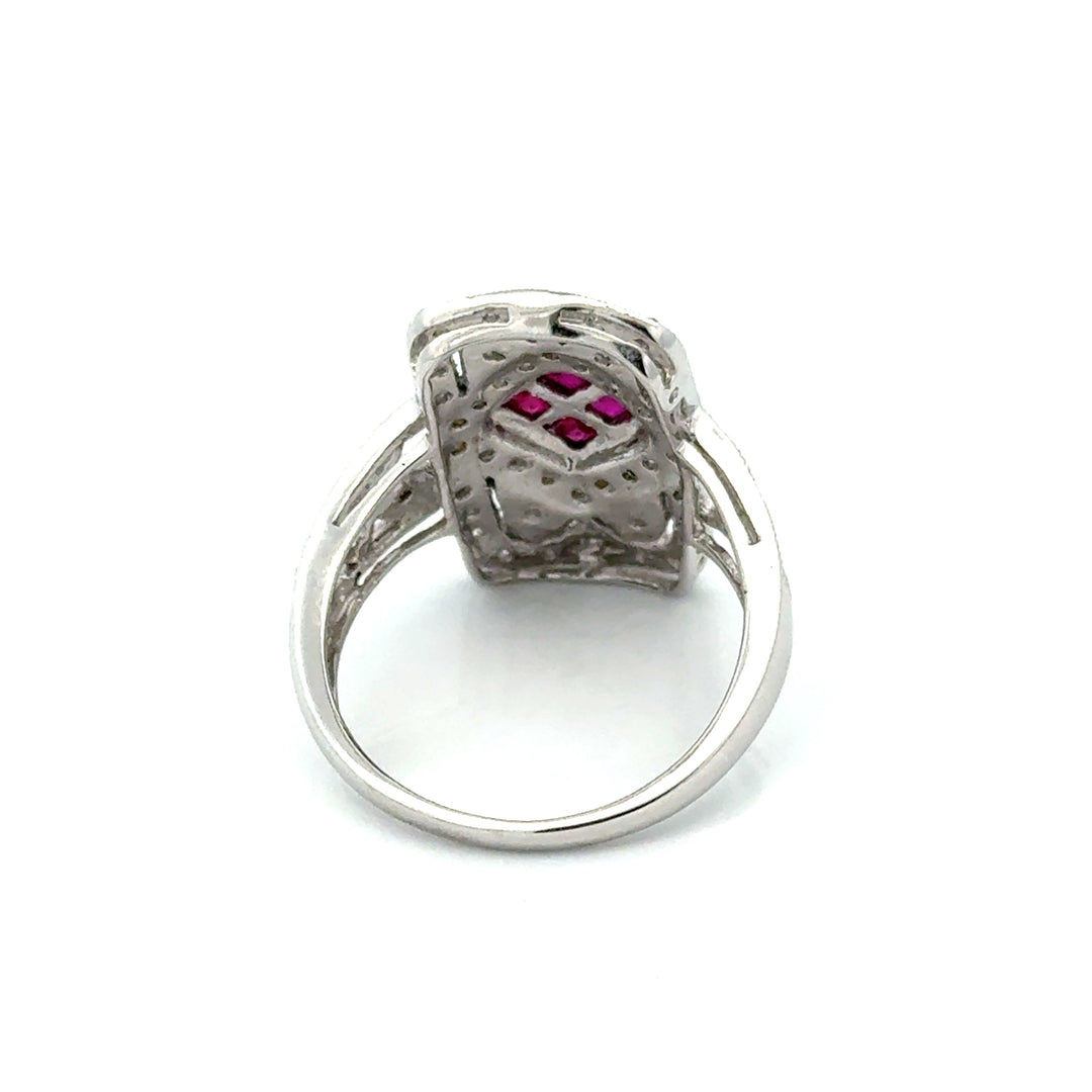 Vintage Ruby & Diamond 14K White Gold Ring