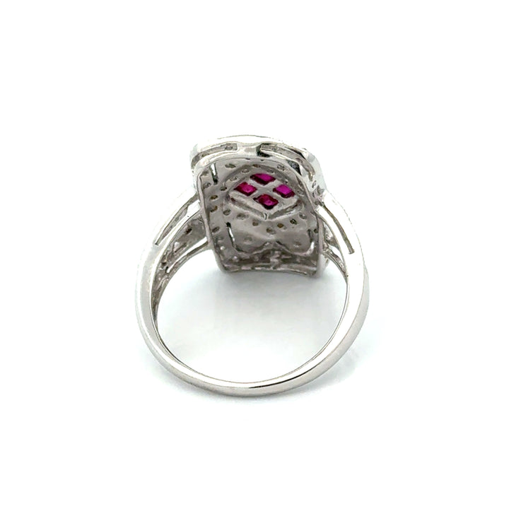 Vintage Ruby & Diamond 14K White Gold Ring