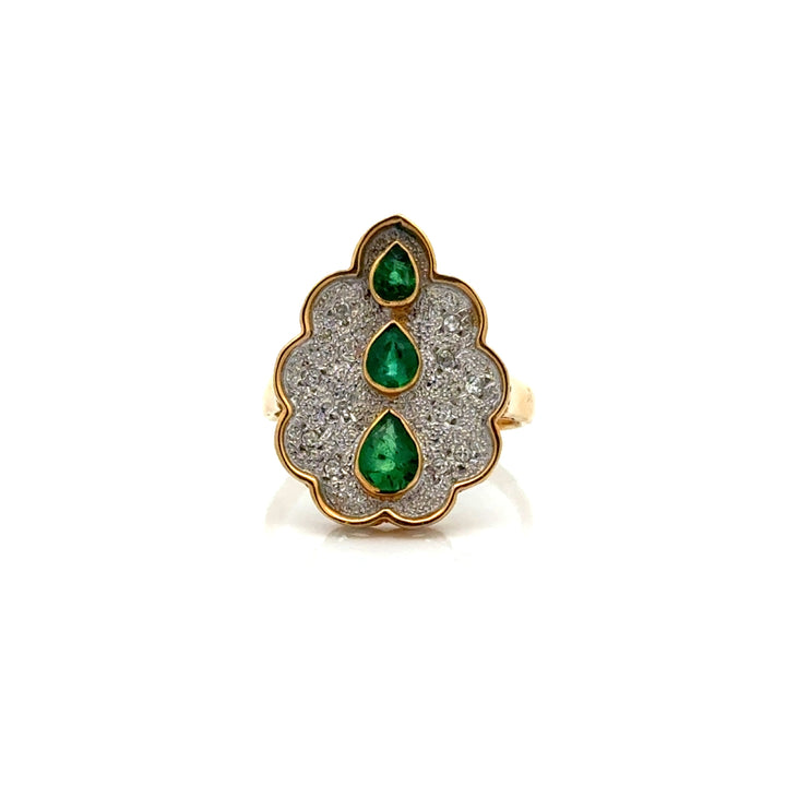 Vintage Emerald & Diamond 14K Yellow & White Gold Ring