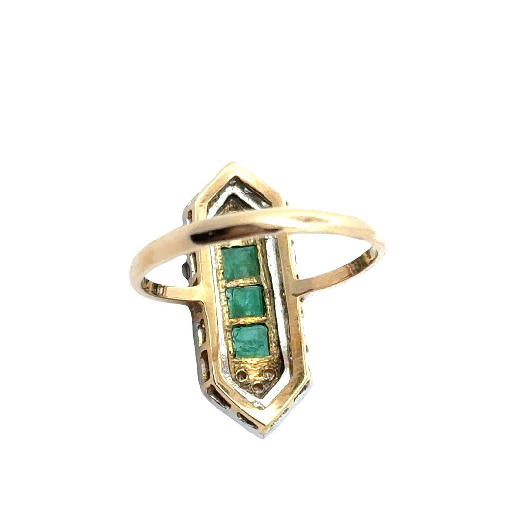 Vintage Diamond & Emerald 14K White & Yellow Ring