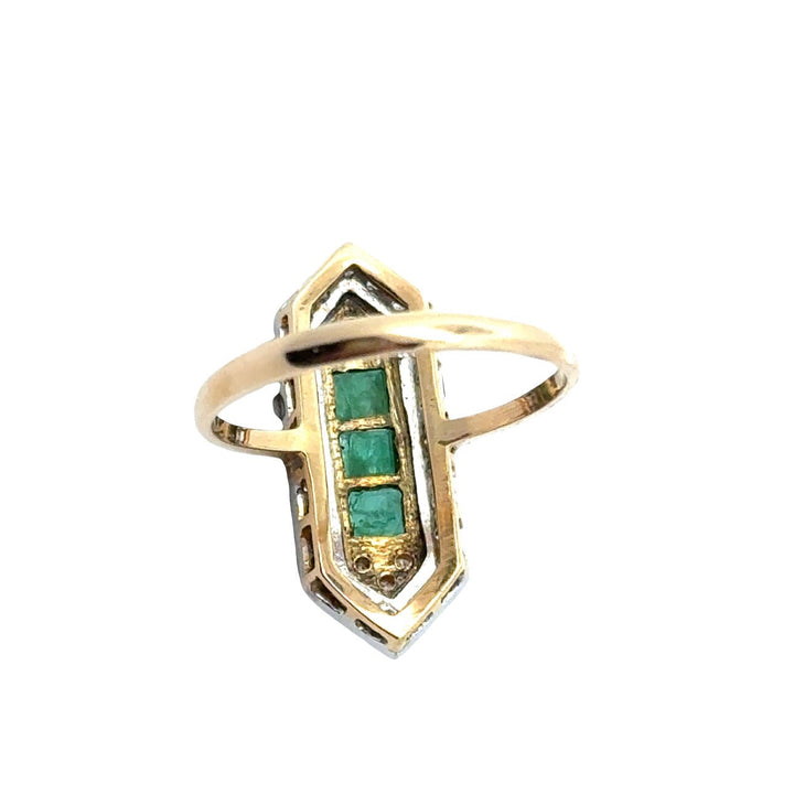 Vintage Diamond & Emerald 14K White & Yellow Ring