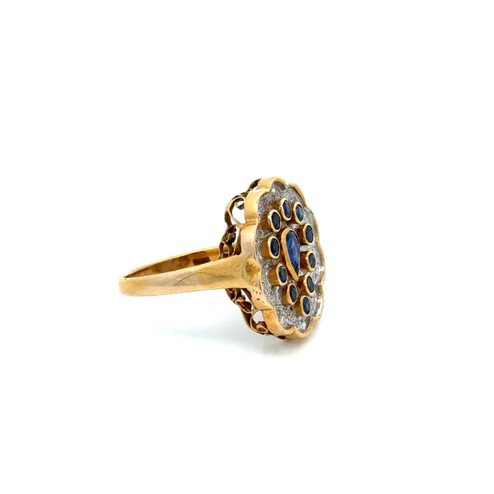 Vintage Sapphire & Diamond 14K Yellow & White Gold Ring