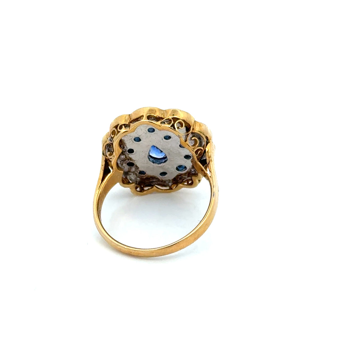 Vintage Sapphire & Diamond 14K Yellow & White Gold Ring