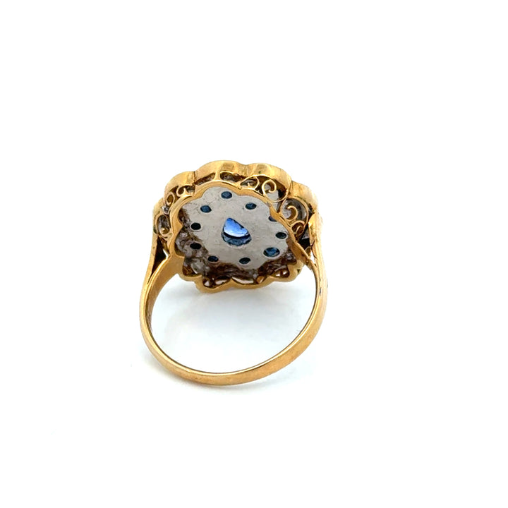 Vintage Sapphire & Diamond 14K Yellow & White Gold Ring