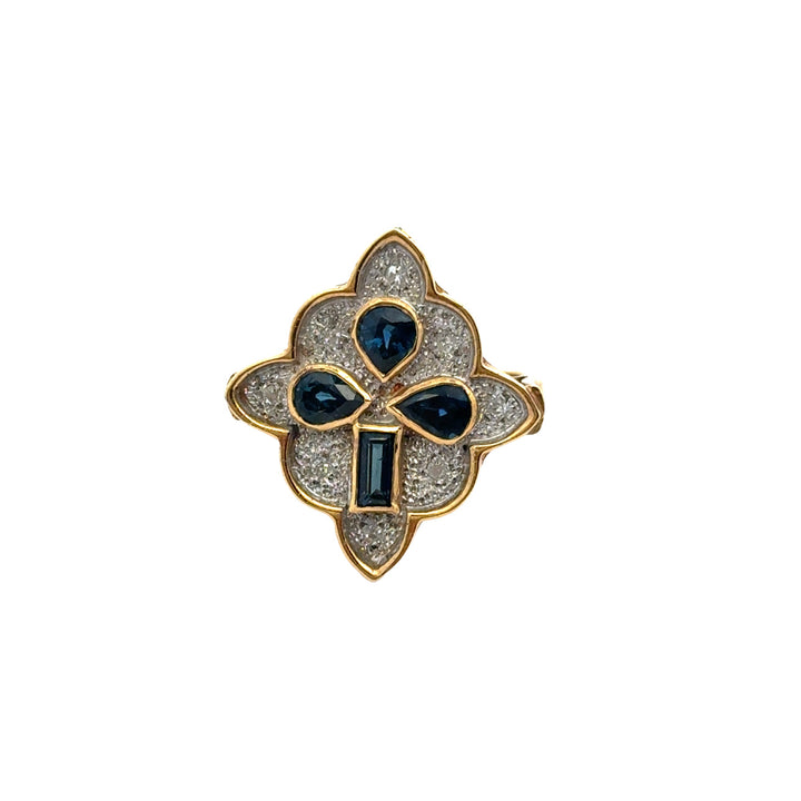 Vintage Sapphire & Diamond 14K Yellow & White Gold Ring