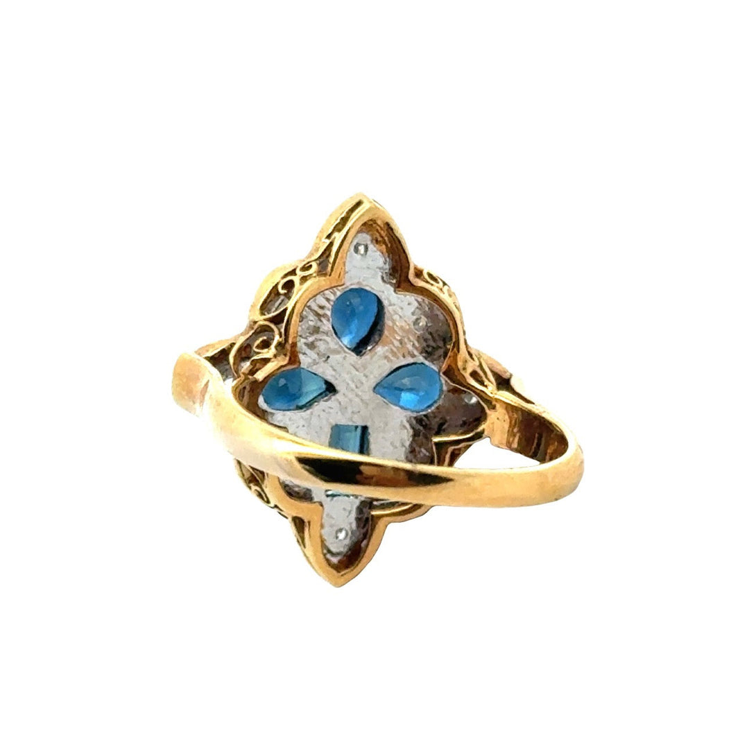 Vintage Sapphire & Diamond 14K Yellow & White Gold Ring