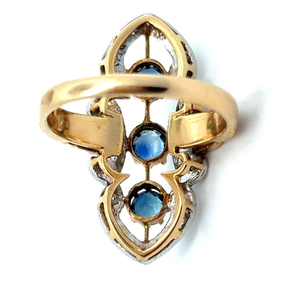 Vintage Sapphire & Diamond 14K Yellow & White Gold Ring
