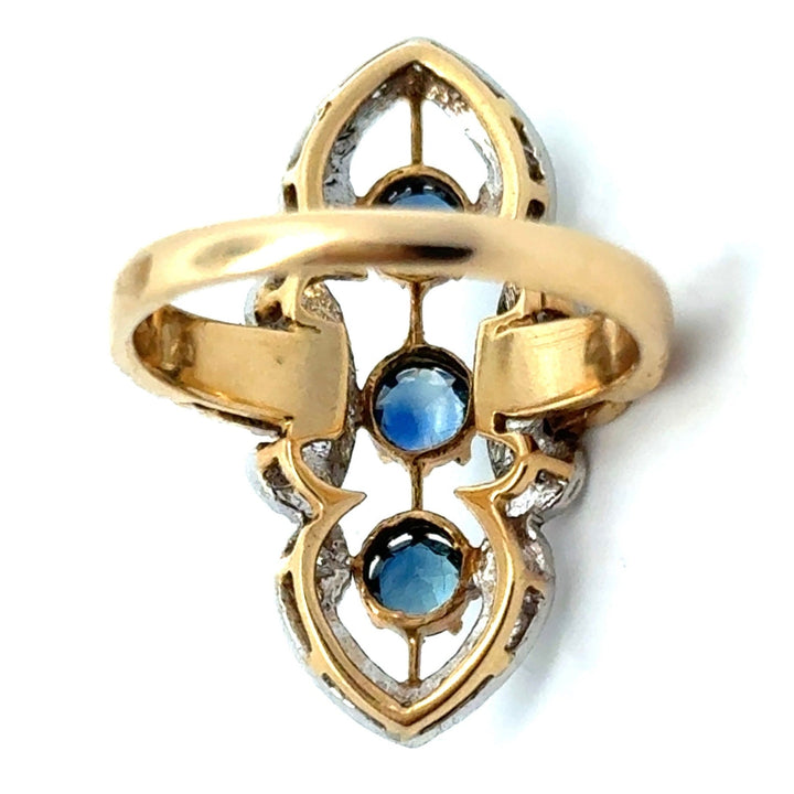 Vintage Sapphire & Diamond 14K Yellow & White Gold Ring
