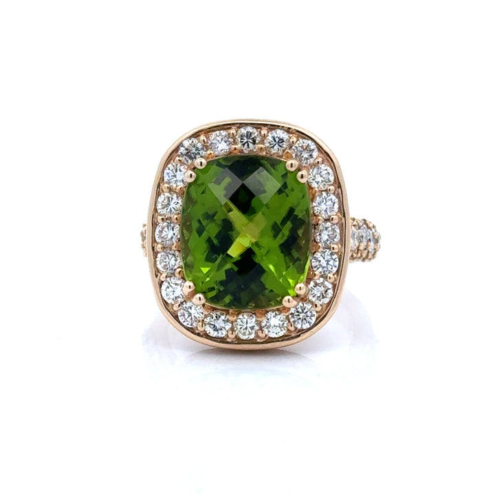 Vintage Peridot & Diamond 14K Yellow Gold Ring