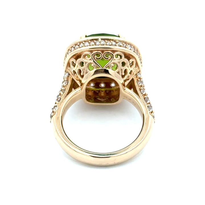 Vintage Peridot & Diamond 14K Yellow Gold Ring