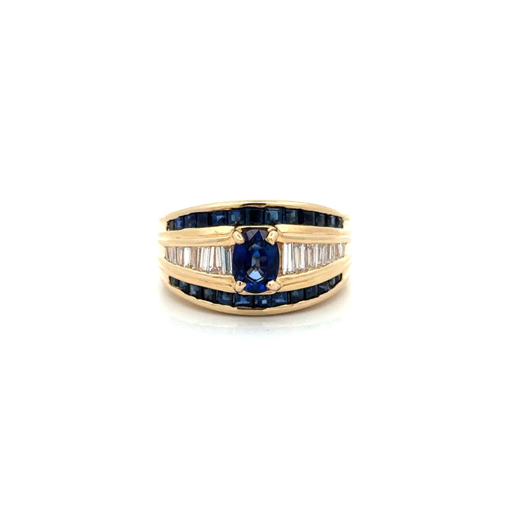 Vintage Fine Sapphire & Diamond 14K Yellow Gold Ring