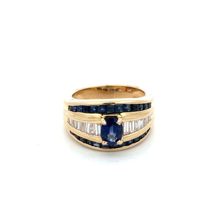 Vintage Fine Sapphire & Diamond 14K Yellow Gold Ring