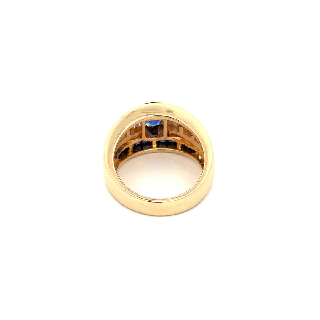 Vintage Fine Sapphire & Diamond 14K Yellow Gold Ring