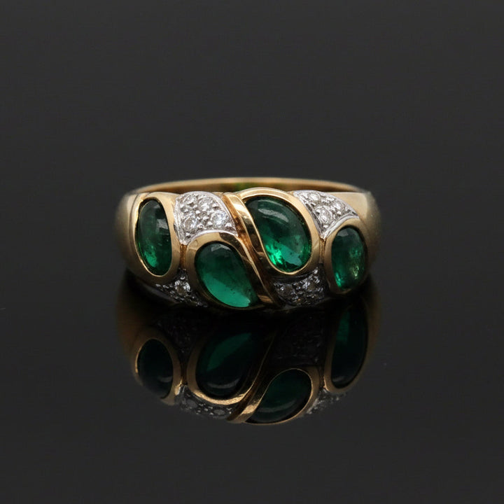 Vintage Diamond & Emerald 14K White & Yellow Ring