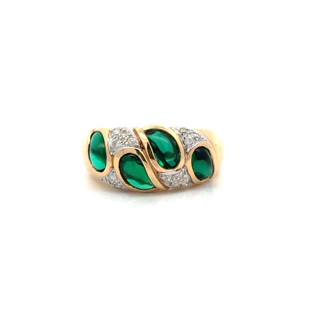 Vintage Diamond & Emerald 14K White & Yellow Ring