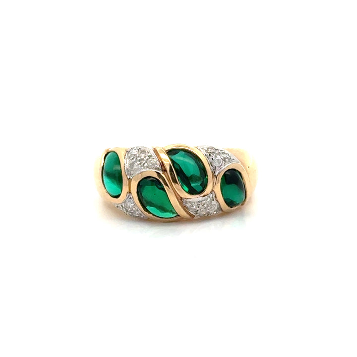 Vintage Diamond & Emerald 14K White & Yellow Ring
