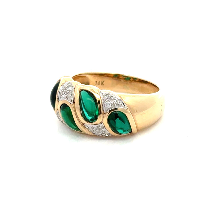 Vintage Diamond & Emerald 14K White & Yellow Ring