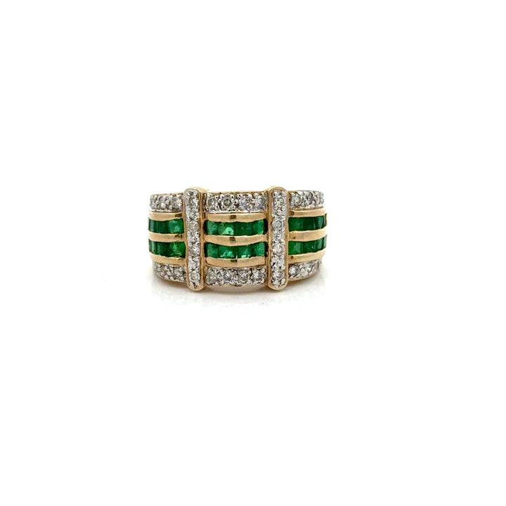 Vintage Diamond & Emerald 14K White & Yellow Ring