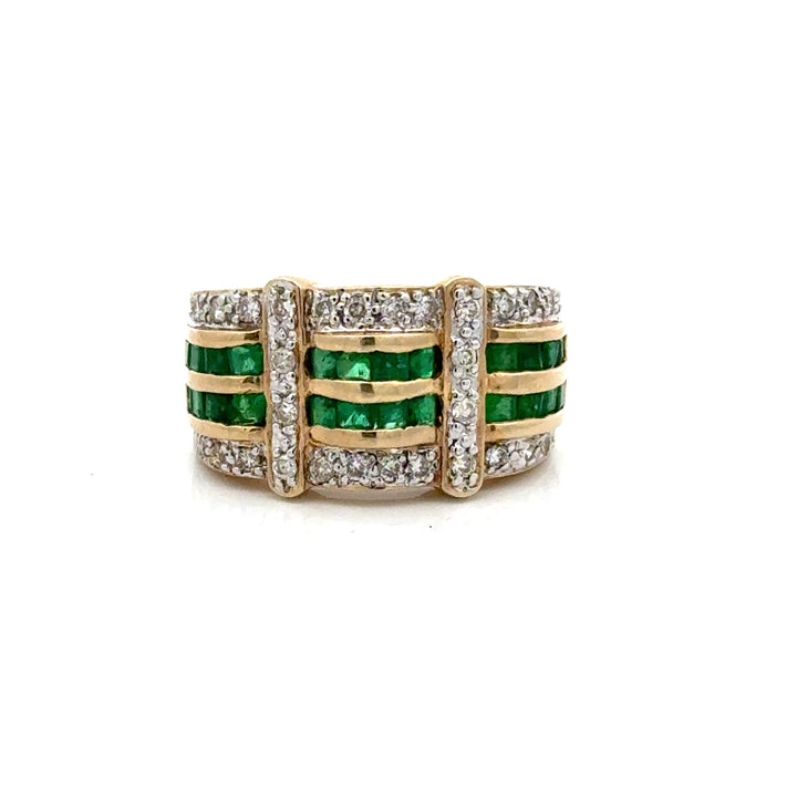 Vintage Diamond & Emerald 14K White & Yellow Ring