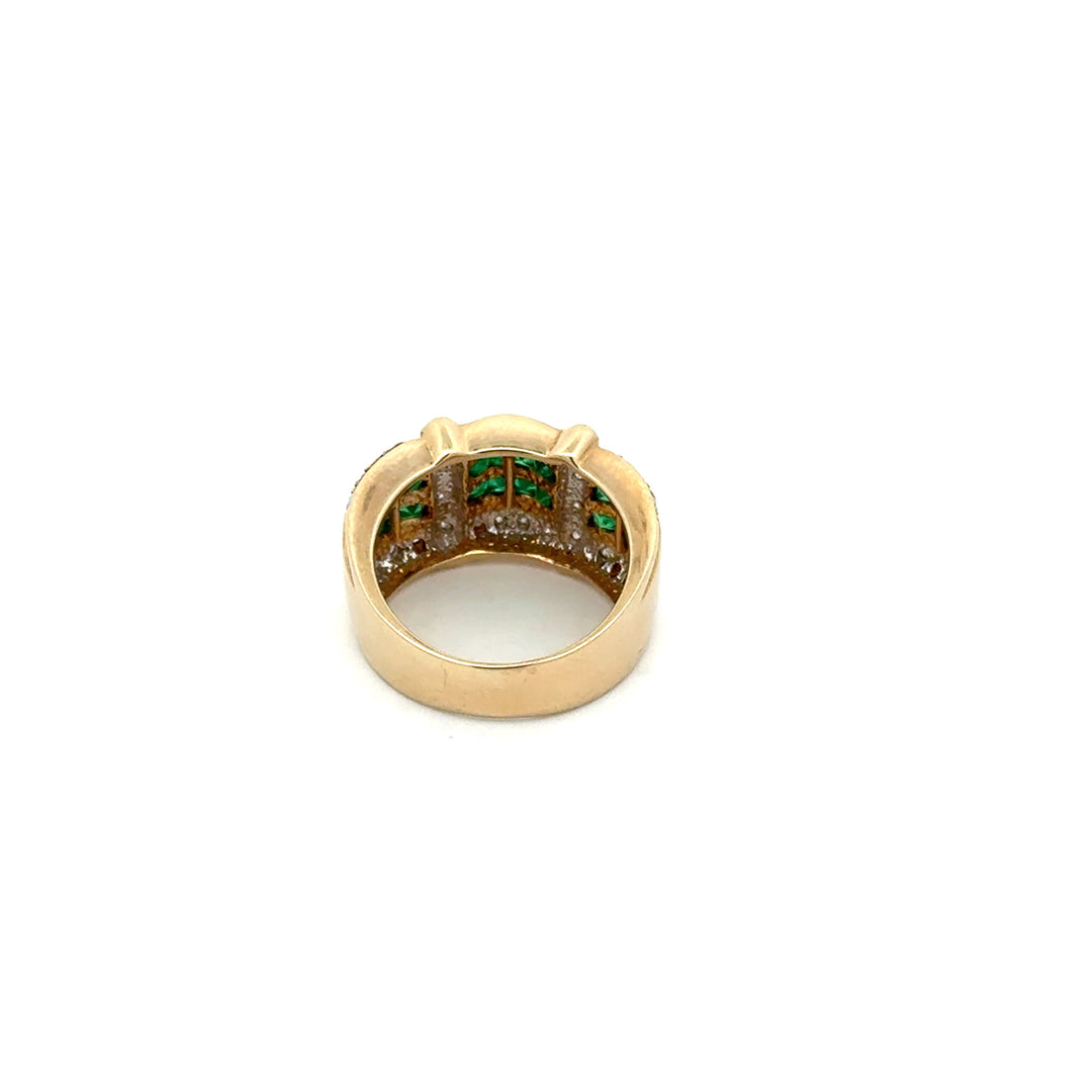 Vintage Diamond & Emerald 14K White & Yellow Ring
