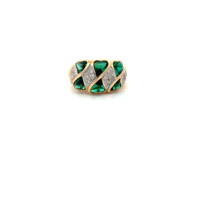 Vintage Diamond & Emerald 14K White & Yellow Ring