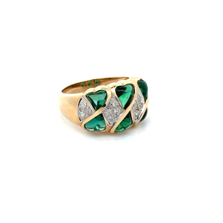 Vintage Diamond & Emerald 14K White & Yellow Ring