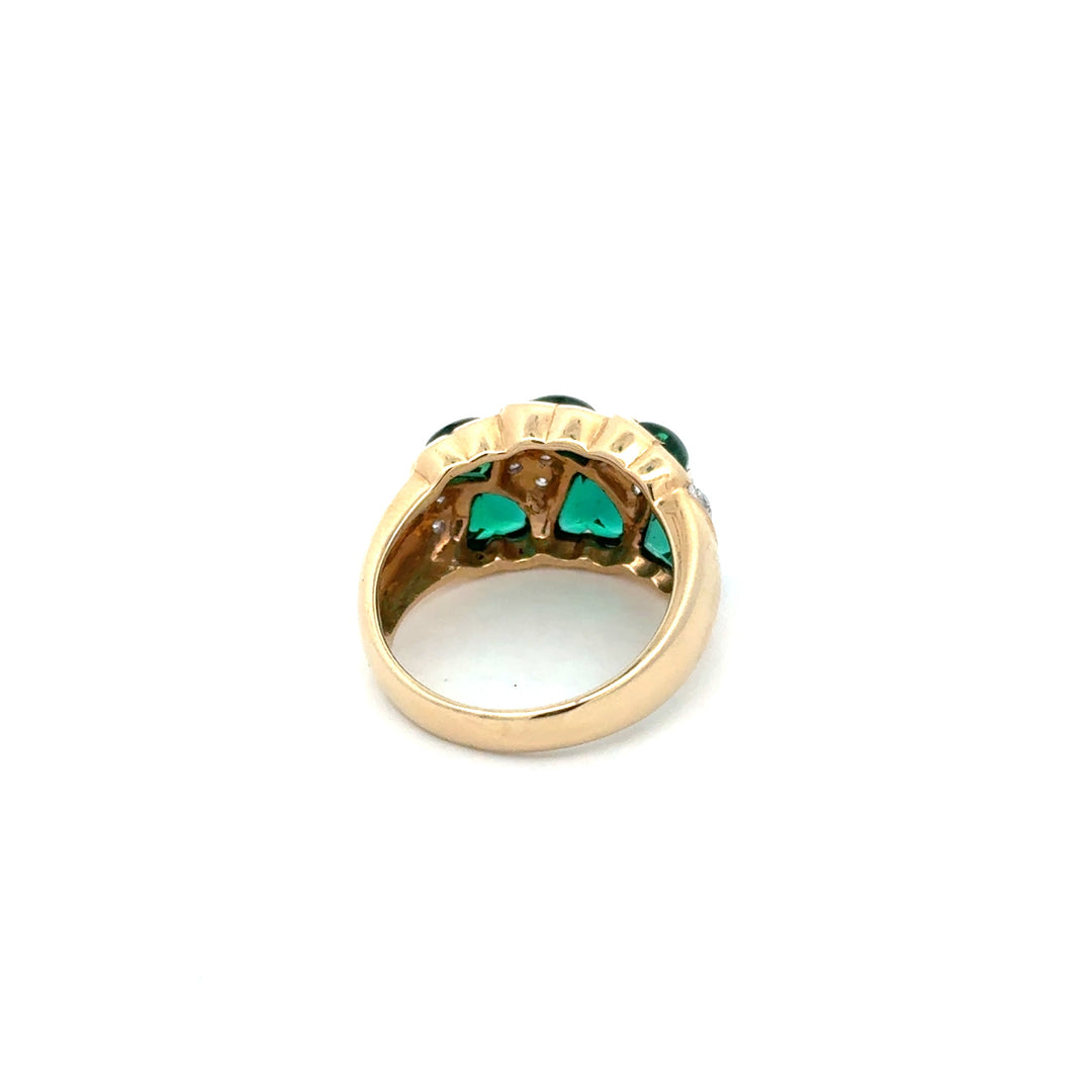 Vintage Diamond & Emerald 14K White & Yellow Ring