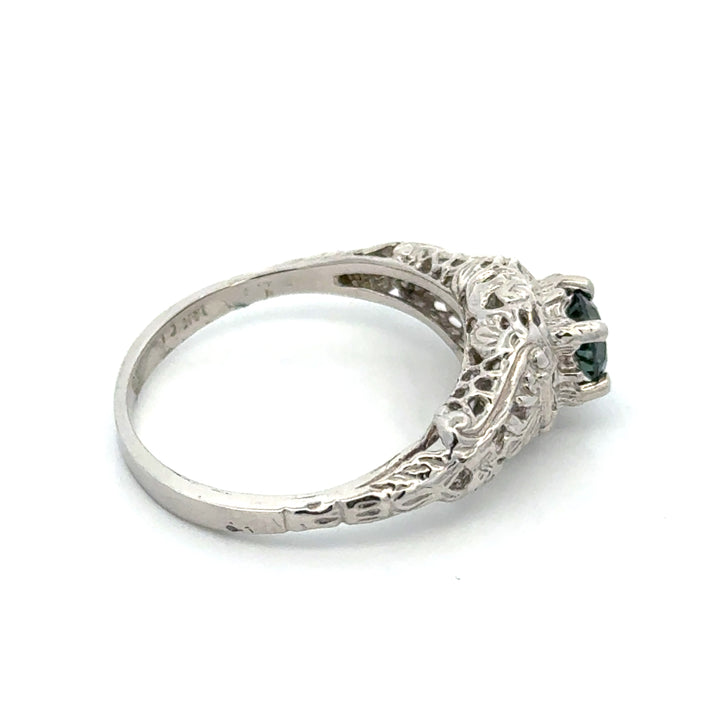 Vintage Irr. Blue Diamond 14K White Gold Ring