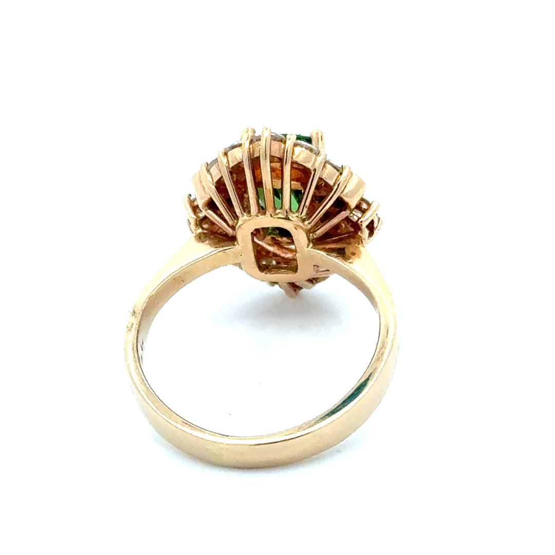Vintage Fine Tsavorite & Diamond Yellow Gold Ring