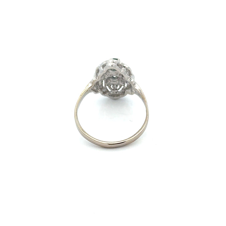 Vintage Irr. Blue Diamond 14K White Gold Ring