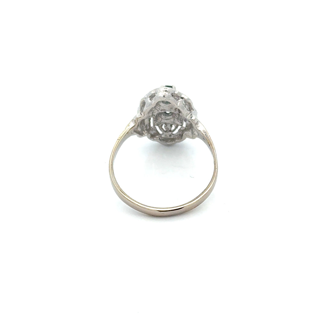 Vintage Irr. Blue Diamond 14K White Gold Ring