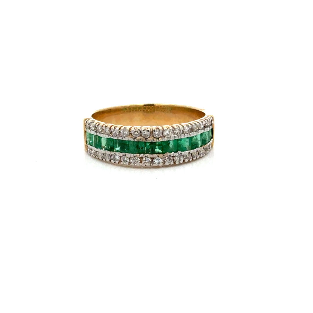 Vintage Diamond & Emerald 14K White & Yellow Ring