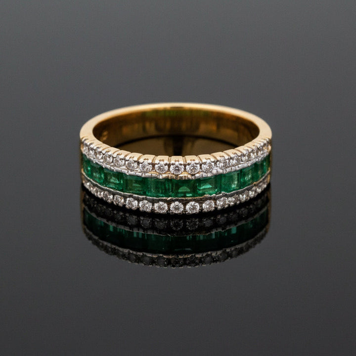 Vintage Diamond & Emerald 14K White & Yellow Ring